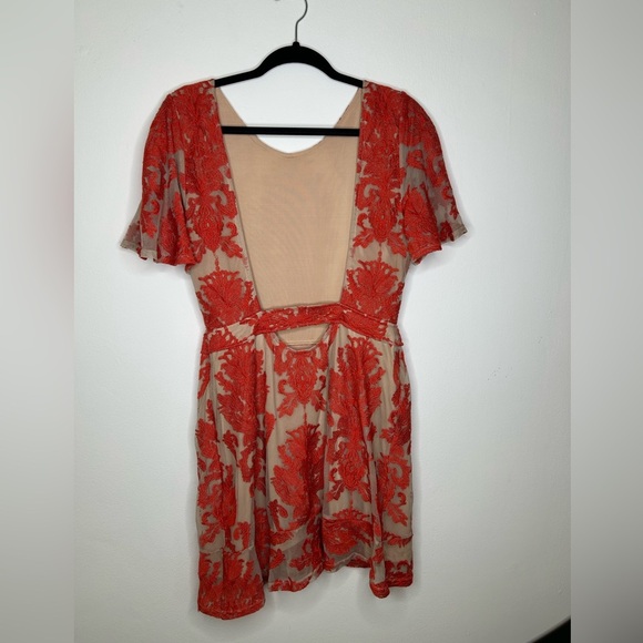 For Love & Lemons San Marco Lace Red Mini Dress Open Back - Picture 7 of 9